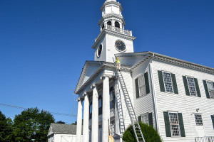 Architectural roofing shingles installed on Guilford Congregational Church