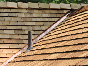 Detail on Western Red Cedar Roof Replacement in Fairfield, CT